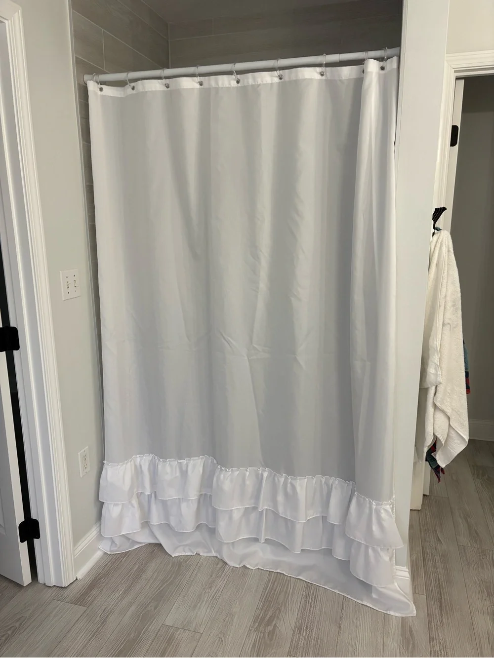 White Ruffled Shower Curtain